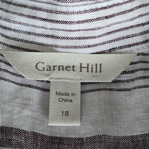 Garnet Hill plus size 18 100% Linen Button-Down High-Low Tunic Tank Striped - Picture 7 of 10